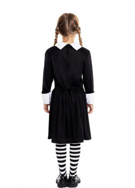 Fantasia preta clássica de menina sinistra para meninas e adolescentes