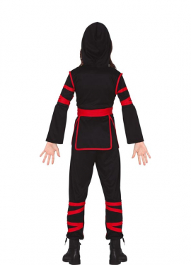 Fantasia de Ninja preta e vermelha para uma garota