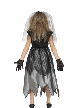 Black and White Ghost Bride Costume for Girls