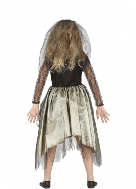 Dark Ghost Bride costume with tulle for girl