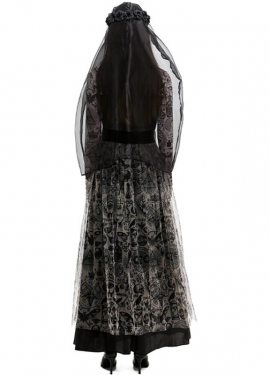 Fato de noiva escura com véu para mulher