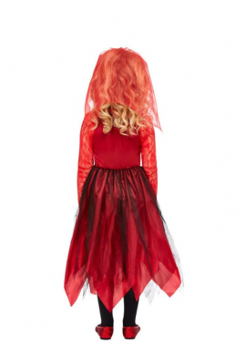 Fato de noiva zumbi vermelha para menina