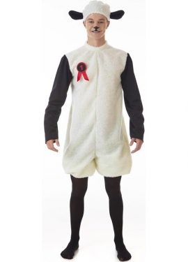 White Sheep Costume with Hood for Adults