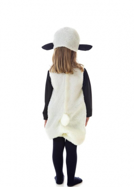 Fato de ovelha branca com capuz para criança