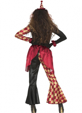 Fato de palhaço de terror xadrez feminino