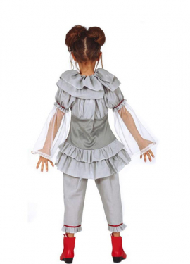 Gray Scary Clown Costume for Girl