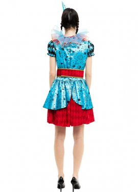 Blue and red clown costume for women