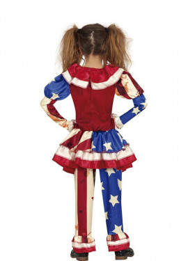 Fato de palhaço patriota sangrento para menina