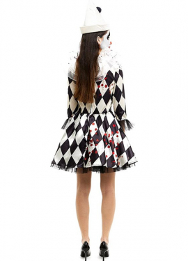 Killer Pierrot Clown Costume with Hat for Women