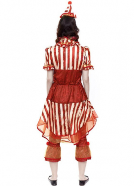 Fato de palhaço vermelho clássico para mulher