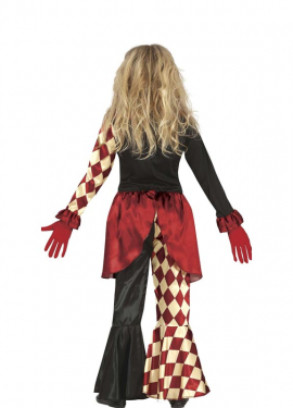 Fato de palhaço assustador xadrez para menina