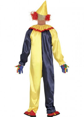 Yellow and blue Killer Clown costume for men