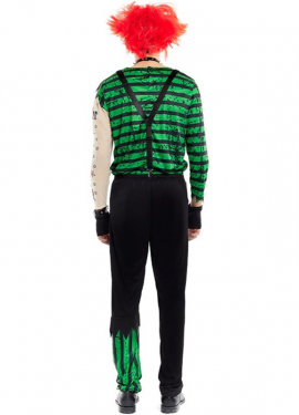 Fato de palhaço assassino verde e preto para homem