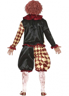 Fato de palhaço de terror xadrez masculino