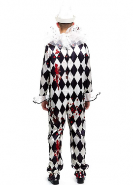 Fato de palhaço Killer Pierrot com chapéu para homem