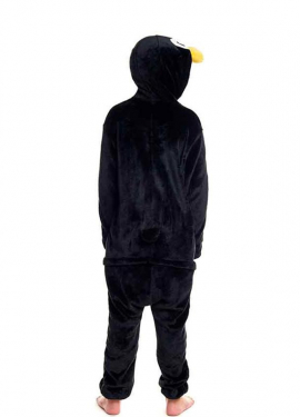 Fato de pijama de pinguim com capuz e bico para criança