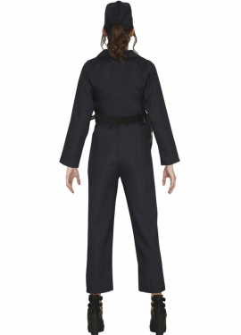 Fato de polícia preto com calças para adolescentes