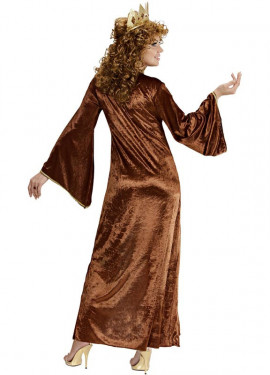 Fato de princesa medieval castanho e bege para mulher