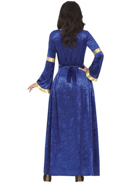 Fato de princesa medieval ou nobre azul para mulher