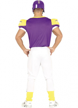 Fato masculina roxa e amarela de quarterback dos EUA