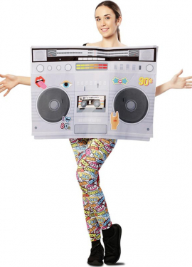 Fato de cassete de rádio dos anos 80 para adulto