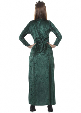Fato de rainha medieval verde para mulher