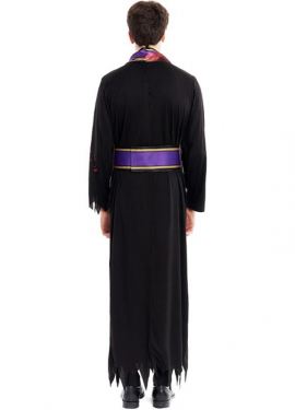 Fato de sacerdote sangrento preto com estola para homem