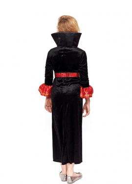Fato de vampiro vermelho e preto para menina