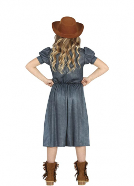 Fato de vaqueira com vestido estampado para menina