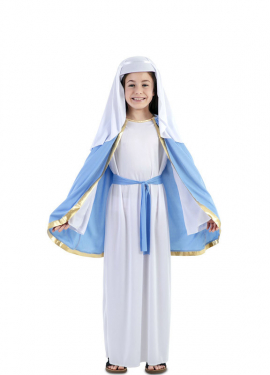 Fato de Virgem Maria com capa para menina