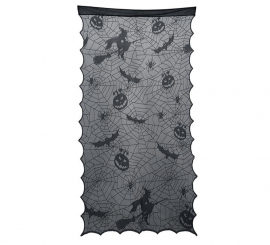 Door Lace Pumpkins and Bats black 194x100 cm