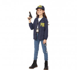 Kit infantil de agente do FBI: jaqueta e boné
