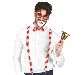 Kit Papai Noel: Óculos com Barba e Chapéu, Suspensórios e Laço