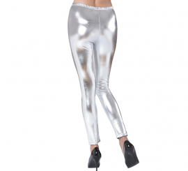 Leggings prateadas metálicas para mulheres