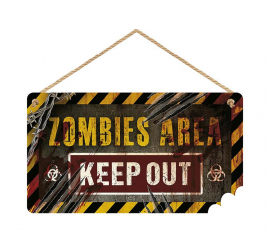 '''Keep Out'' wooden sign 35x20 cm'