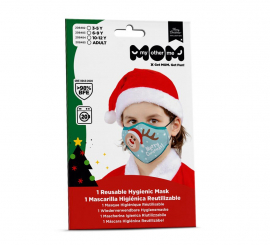 Máscara higiênica infantil de rena de natal