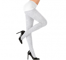 Meia-calça feminina 40 Denier branca com glitter