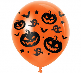 Pacote de 10 Balões Gato e Abóbora de 30 cm