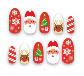 Pack of 10 Christmas Figures Nails with adhesive