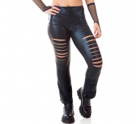 Calça preta punk cortada para adultos