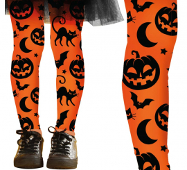 Orange Halloween tights for kids