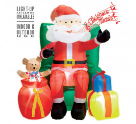 Inflatable Santa Claus with Music, Light and Movement with 122 cm Fan