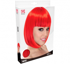 Peruca curta ruiva com franja