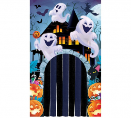 Door with Curtain Happy Ghosts 145x240 cm