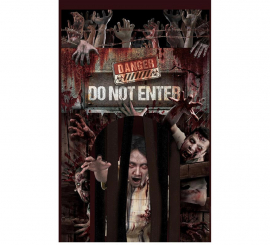 '''Door with Zombies Curtain ''''Danger'''' 145x240 cm'''