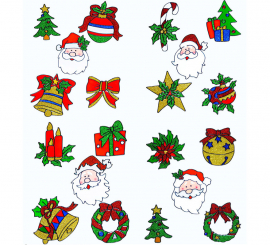 Set of 5 Christmas Window Stickers with Santa Claus Face Assorted in 4 13 cm Models