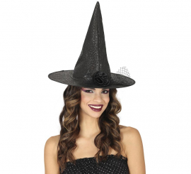 Faux Fur Witch Hat with Flower