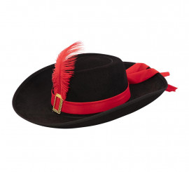 Adult black musketeer hat 39x33x10 cm