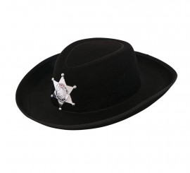 Chapéu de Cowboy Xerife Preto Infantil 34x26x9 cm