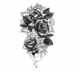 Tatuagem de rosas pretas e brancas